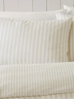 Catherine Lansfield Supersoft 100% Brushed Cotton Stripe Duvet Cover Set Natural Online