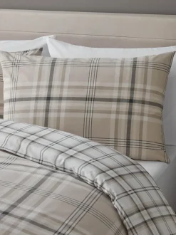 Catherine Lansfield Kelso Check Reversible Duvet Cover Set Natural