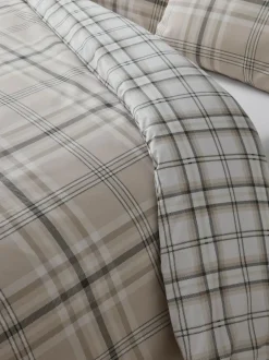 Catherine Lansfield Kelso Check Reversible Duvet Cover Set Natural