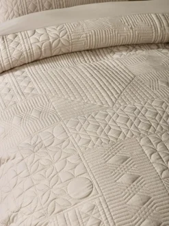 Catherine Lansfield Folkstone Geo Duvet Cover Set Natural Outlet