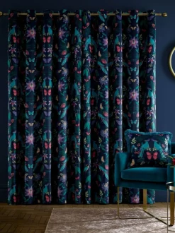 Catherine Lansfield Navy Blue Curtains Outlet