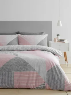 Catherine Lansfield Pink Larsson Geo Duvet Cover and Pillowcase Set Best