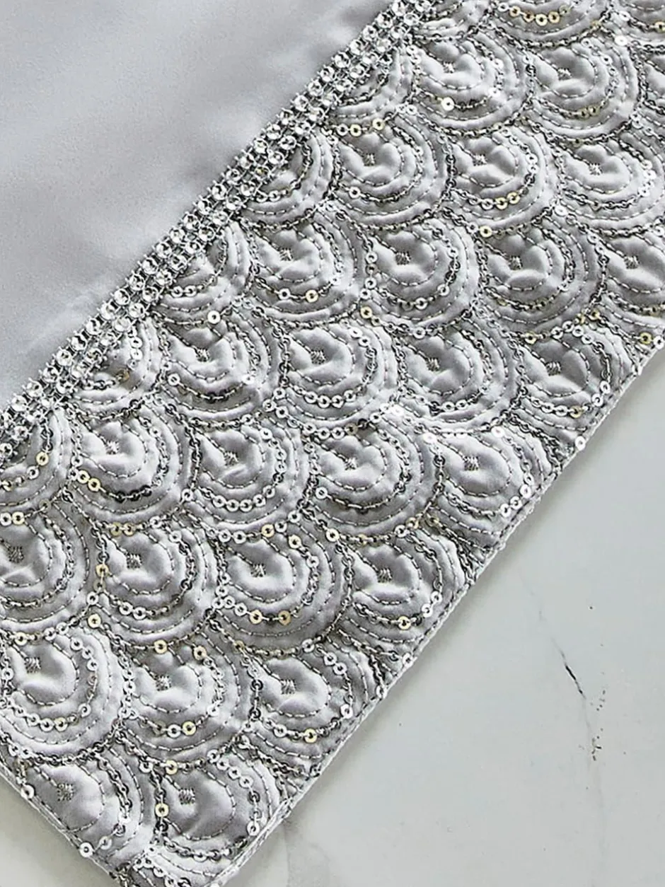 Catherine Lansfield Set of 4 Deco Sequin Dining Placemats Silver Hot