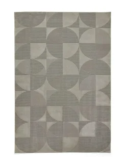 Catherine Lansfield Silver Retro Circles Washable Rug Outlet