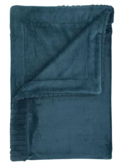 Catherine Lansfield Teal Blue Velvet And Faux Fur Soft and Cosy Throw New
