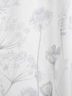 Catherine Lansfield White Meadowsweet Floral Voile Slot Top Sheer Panel Curtains Outlet