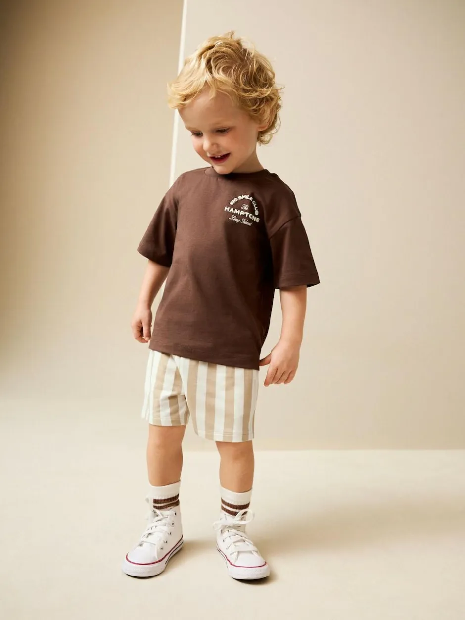 Next Jersey Shorts (3mths-7yrs) Cement/Ecru Stripe Discount