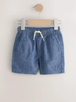 Next Chambray Blue Pull On Shorts (3mths-7yrs) Sale