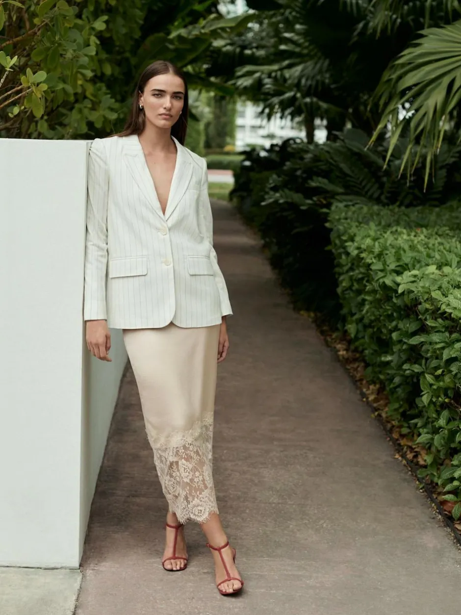 Next Satin Midi Skirt With Lace Trim Champagne Gold Outlet