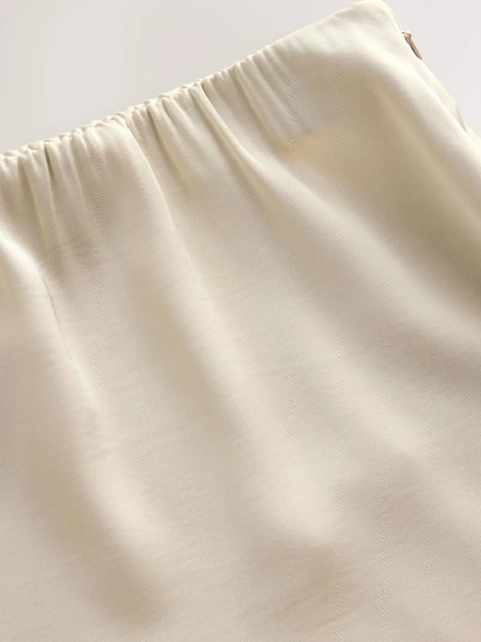 Next Satin Midi Skirt With Lace Trim Champagne Gold Outlet