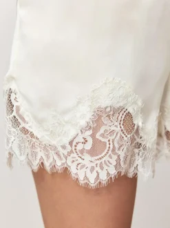 Next Satin Shorts With Lace Trim Champagne Gold Clearance