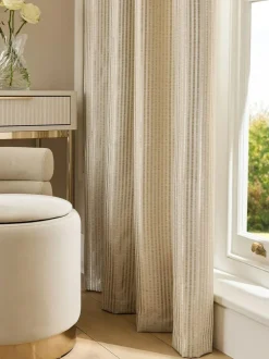 Next Champagne Gold Stripe Jacquard Eyelet Lined Curtains Discount