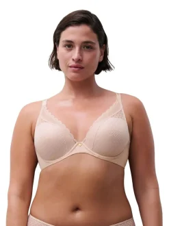 Chantelle Norah Chic Soft Feel Plunge Underwired T-Shirt Bra Dusky Pink New
