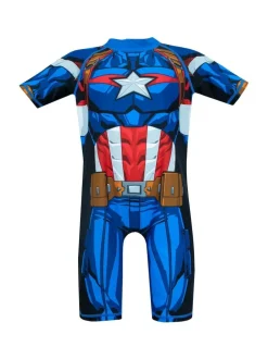 Character Blue White Marvel Avengers Captain America One Piece Swimsuit Online