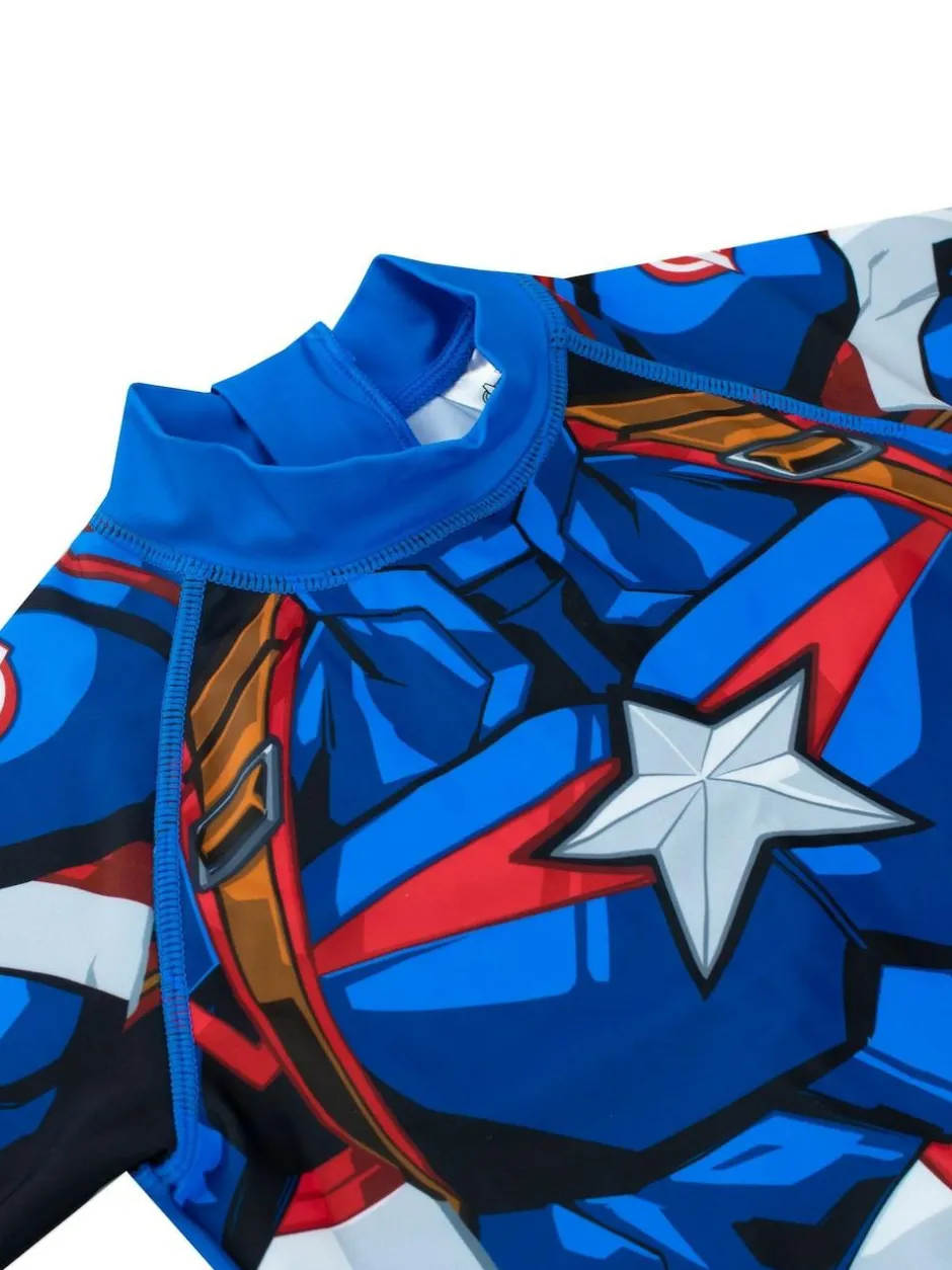 Character Blue White Marvel Avengers Captain America One Piece Swimsuit Online