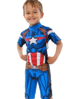 Character Blue White Marvel Avengers Captain America One Piece Swimsuit Online