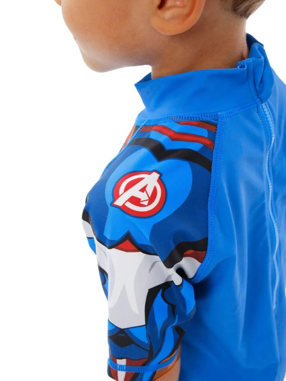 Character Blue White Marvel Avengers Captain America One Piece Swimsuit Online
