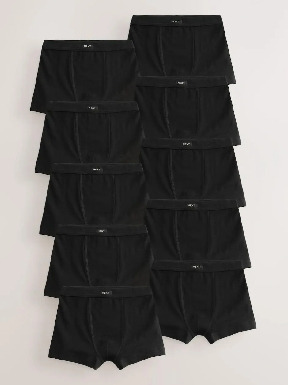 Next Soft Waistband Trunks 10 Pack (2-16yrs) Charcoal Black New