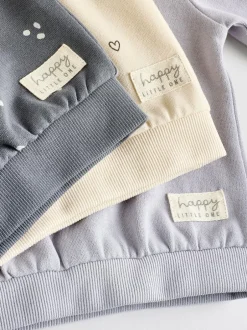 Next Charcoal Grey & Cream Baby Sweatshirt & Joggers 6 Piece Set (0mths-2yrs) Charcoal Grey & Cream Clearance