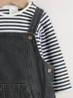 Next Baby Denim Dungarees and Bodysuit Set (0mths-2yrs) Charcoal Grey Best