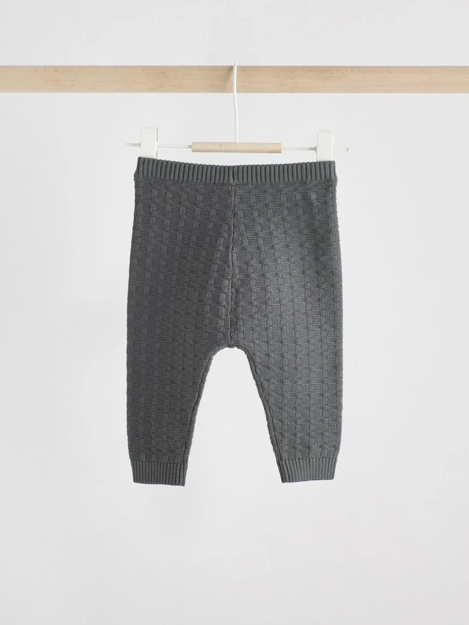 Next Baby Textured Knitted 100% Cotton Jumper and Leggings Set (0mths-3yrs) Charcoal Grey Discount