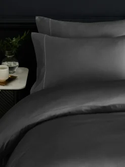 Next Charcoal Grey Collection Luxe 300 Thread Count 100% Cotton Sateen Satin Stitch Luxury Duvet Cover And Pillowcase Set New