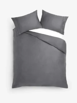 Next Charcoal Grey Collection Luxe 300 Thread Count 100% Cotton Sateen Satin Stitch Luxury Duvet Cover And Pillowcase Set New