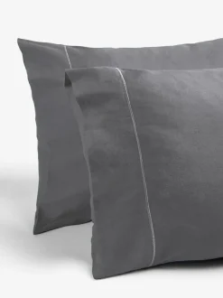 Next Charcoal Grey Collection Luxe 300 Thread Count 100% Cotton Sateen Satin Stitch Luxury Duvet Cover And Pillowcase Set New