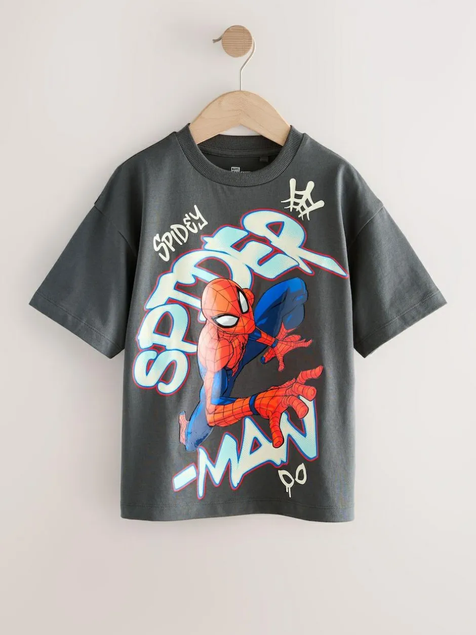 Next Spiderman Short Sleeve T-Shirt (3-16yrs) Charcoal Grey Gel Sale