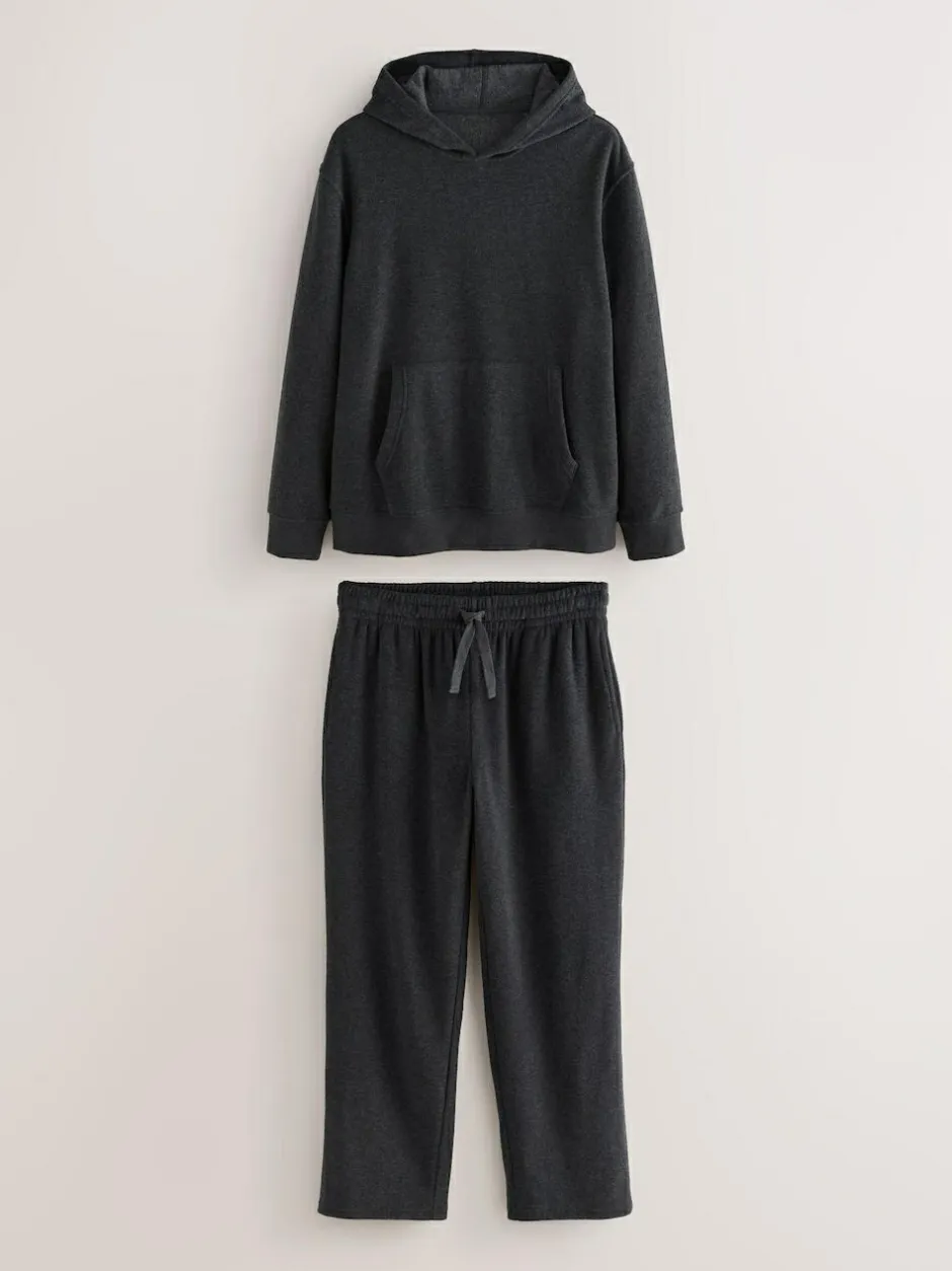 Next Charcoal Grey Hooded Towelling Pyjamas Set Clearance