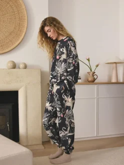 Next Charcoal Grey Leopard Long Sleeve Pyjamas Online