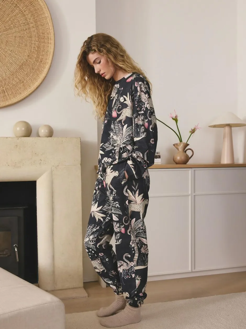Next Charcoal Grey Leopard Long Sleeve Pyjamas Online