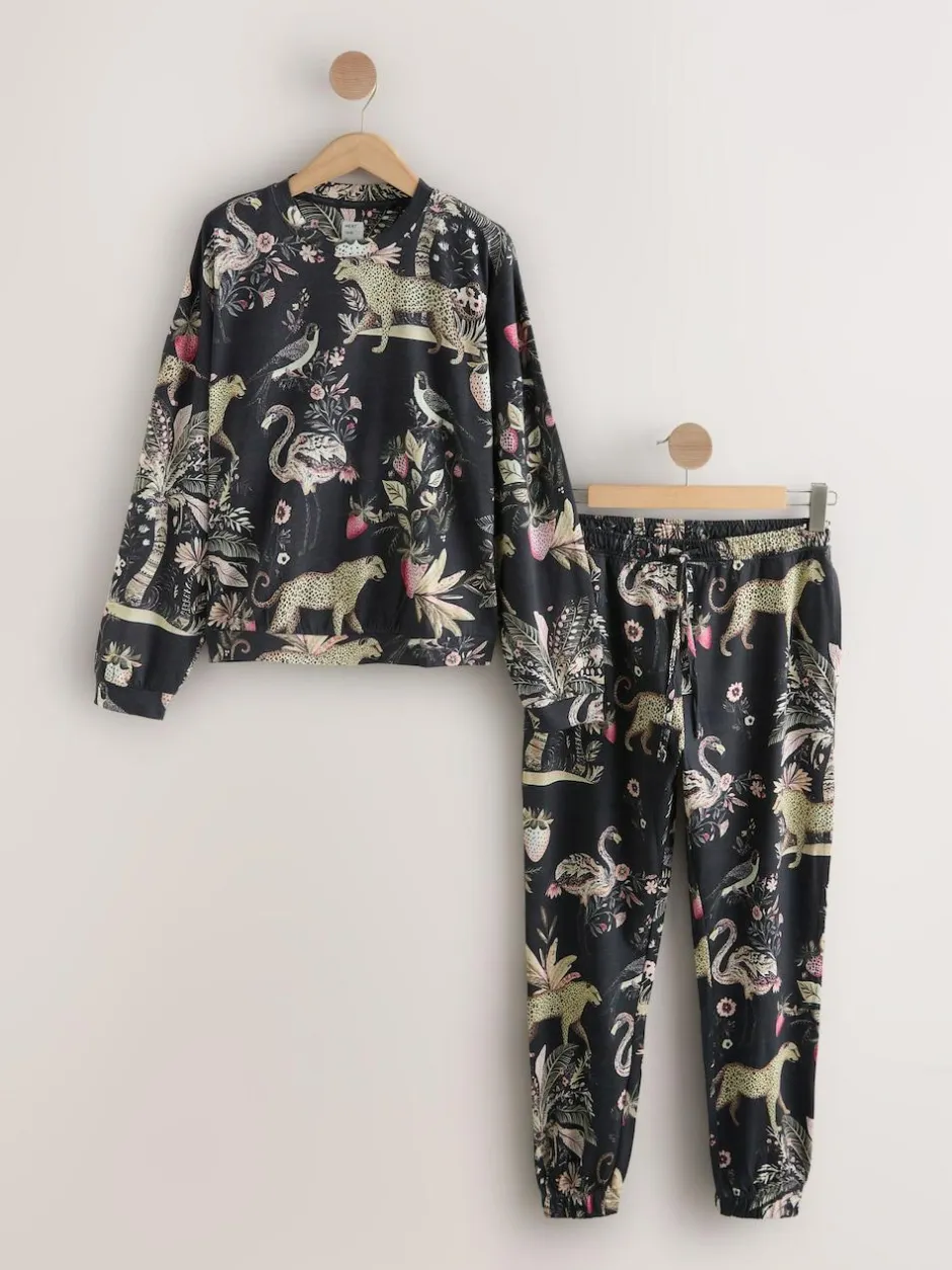 Next Charcoal Grey Leopard Long Sleeve Pyjamas Online
