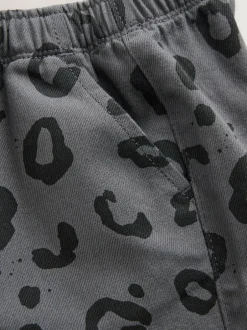 Next Charcoal Grey Leopard Print Printed Pull On Wide Trousers (3mths-7yrs) Clearance
