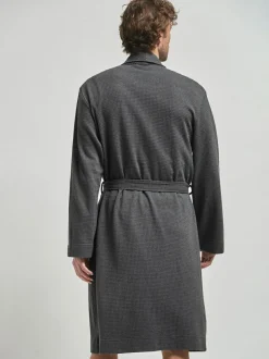 Next Lightweight Waffle Dressing Gown Charcoal Grey Outlet