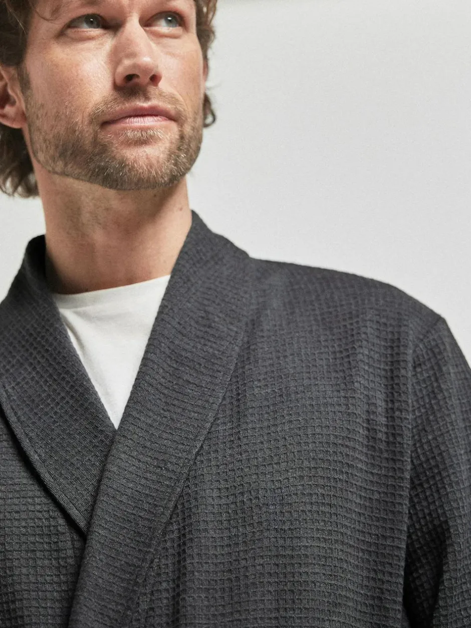 Next Lightweight Waffle Dressing Gown Charcoal Grey Outlet