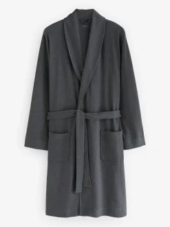 Next Lightweight Waffle Dressing Gown Charcoal Grey Outlet
