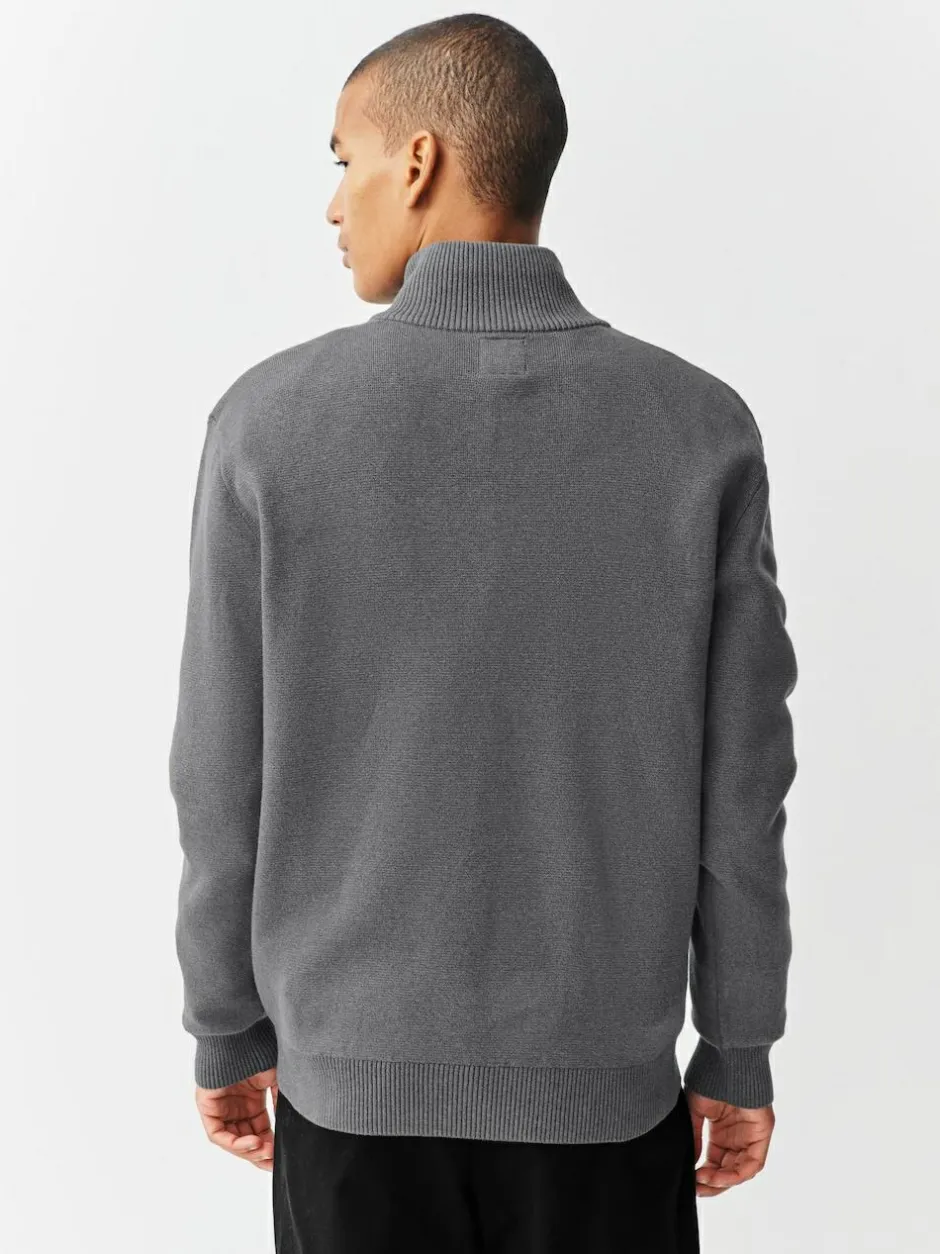 Next Charcoal Grey Plain N.Premium Regular Fit 100% Cotton Premium Quarter Zip Jumper Hot