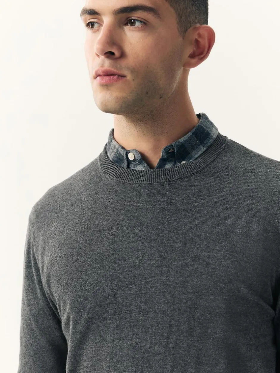 Next Plain Regular Fit Cotton Rich Crew Neck Jumper Charcoal Grey Online
