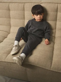 Next Charcoal Grey Plain Sweatshirt And Joggers Set (3mths-7yrs) Outlet