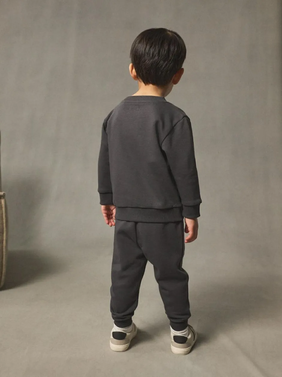Next Charcoal Grey Plain Sweatshirt And Joggers Set (3mths-7yrs) Outlet