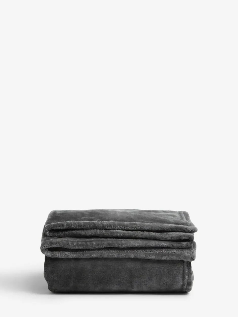 Next Charcoal Grey Plush Fleece Throw Sale