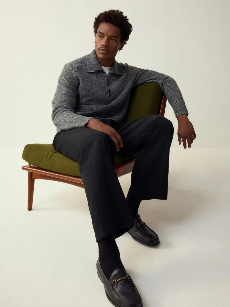Next Quarter Zip Neck Jumper with Wool Charcoal Grey Hot