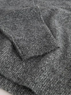 Next Quarter Zip Neck Jumper with Wool Charcoal Grey Hot