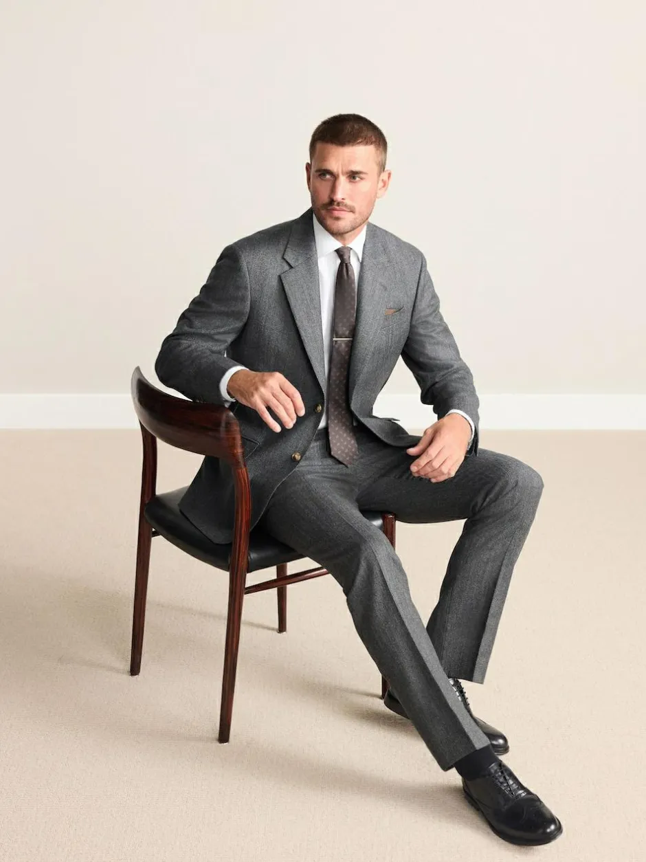 Next Charcoal Grey Regular Fit Signature Marzotto 100% Italian Wool Herringbone Suit Jacket New