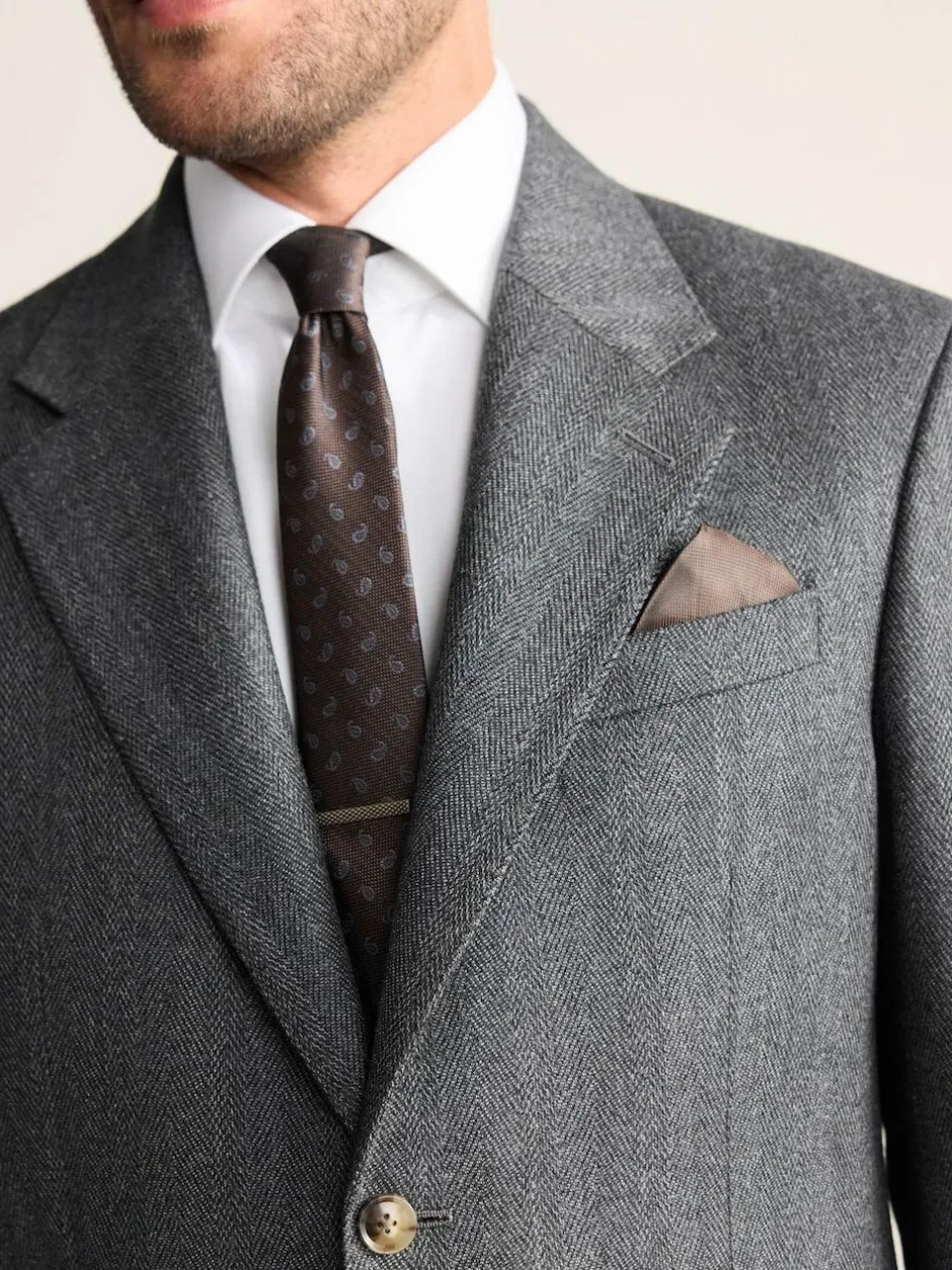 Next Charcoal Grey Regular Fit Signature Marzotto 100% Italian Wool Herringbone Suit Jacket New