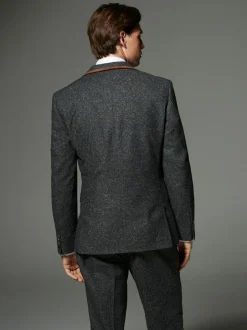 Next Charcoal Grey Regular Fit Wool Blend Trimmed Suit Jacket Discount