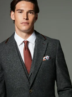 Next Charcoal Grey Regular Fit Wool Blend Trimmed Suit Jacket Discount