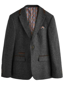 Next Charcoal Grey Regular Fit Wool Blend Trimmed Suit Jacket Discount