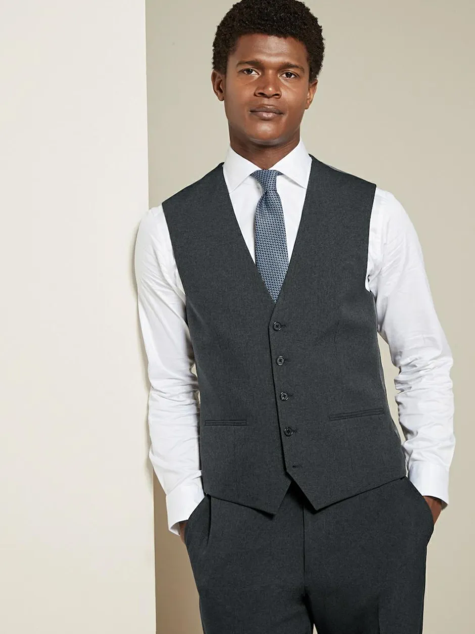 Next Regular Fit Essential Suit Waistcoat Charcoal Grey Outlet